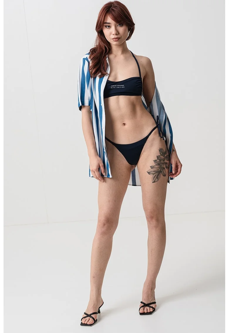 Sutien de baie cu logo, Bleumarin