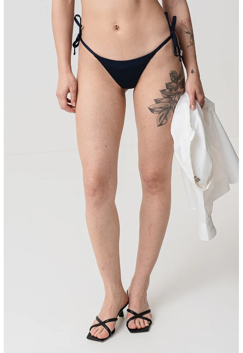 Slip tanga cu snururi laterale de ajustare, Bleumarin