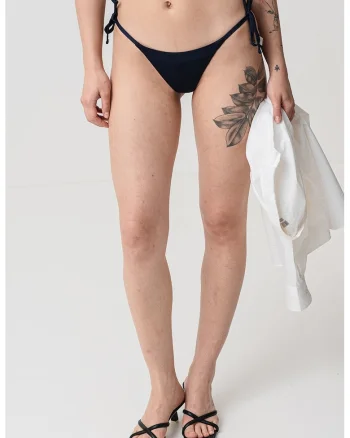 Slip tanga cu snururi laterale de ajustare, Bleumarin