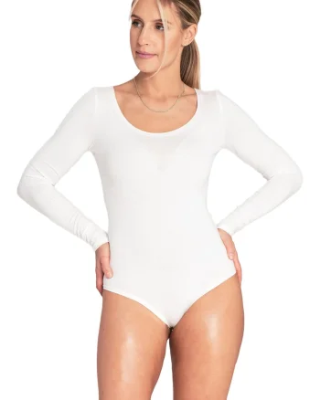Body dama  ecru, material elastic, viscoza/elastan