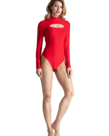 Body dama cu maneca lunga, Rosu