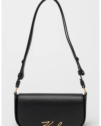 Geanta crossbody de piele cu aplicatie logo, Negru