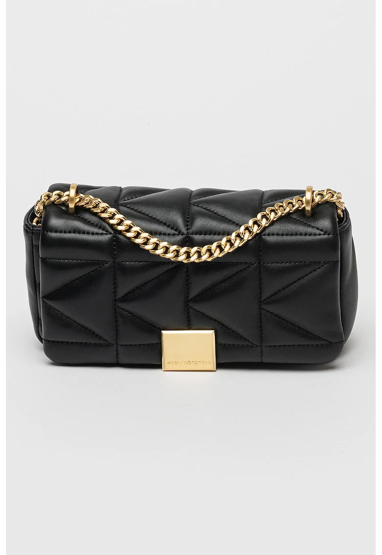 Geanta crossbody cu model matlasat Kuilt, Negru