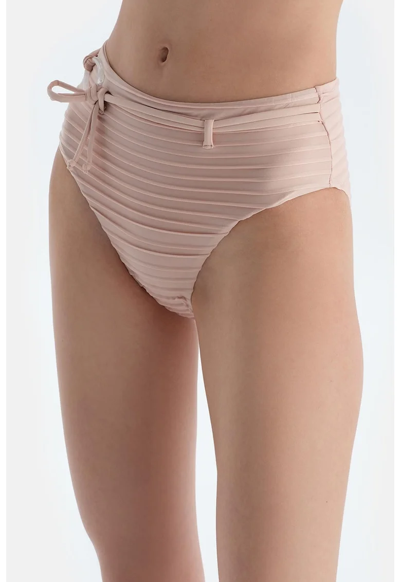 Slip texturat cu talie inalta, Roz prafuit
