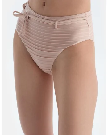 Slip texturat cu talie inalta, Roz prafuit