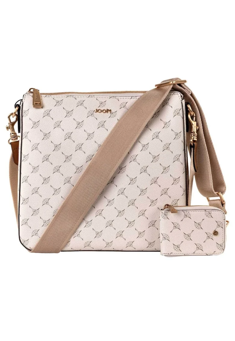 Geanta crossbody de piele ecologica cu model logo Jasmina, Alb