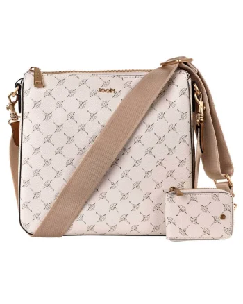 Geanta crossbody de piele ecologica cu model logo Jasmina, Alb