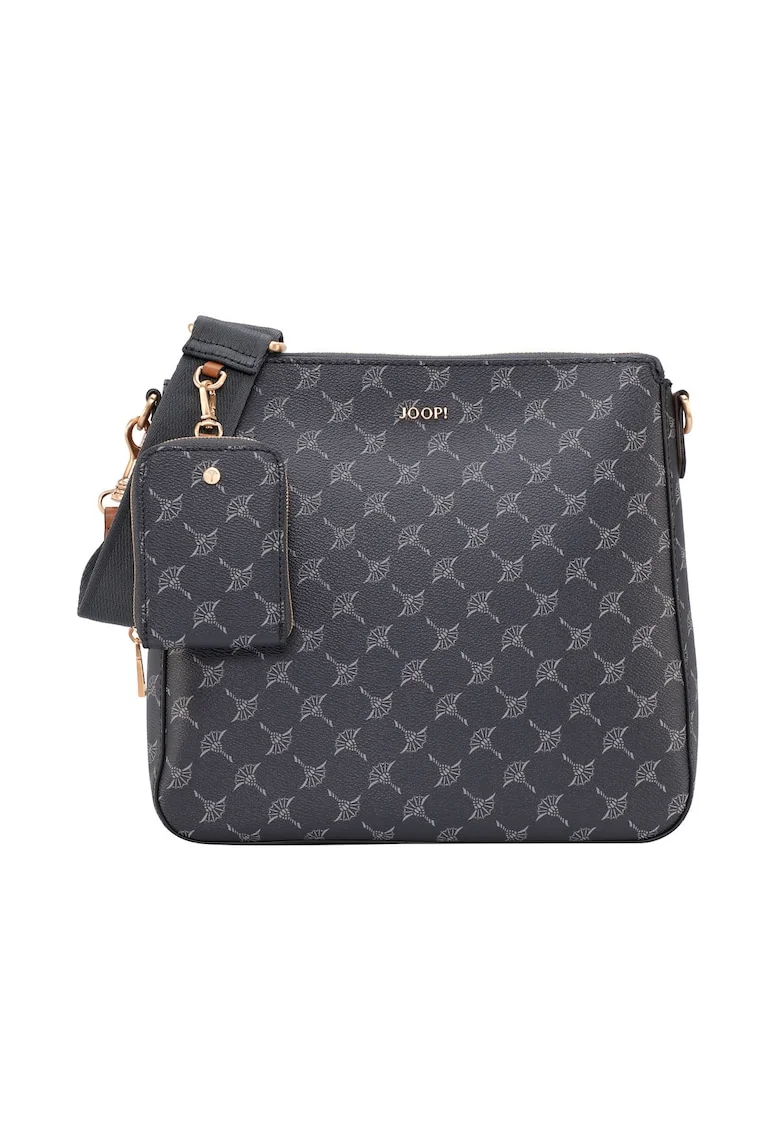 Geanta crossbody de piele ecologica cu model logo Jasmina, Albastru inchis