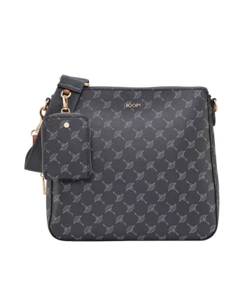 Geanta crossbody de piele ecologica cu model logo Jasmina, Albastru inchis