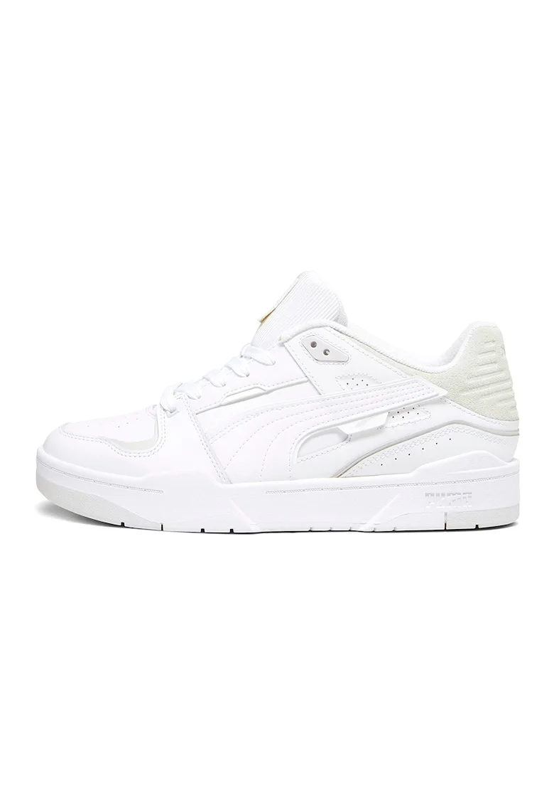 Pantofi sport de piele cu garnituri de piele intoarsa Slipstream Bball, Alb/Alb murdar