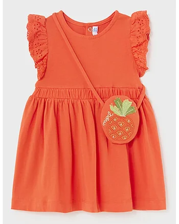 Set de rochie si geanta crossbody - 2 piese, Portocaliu persan