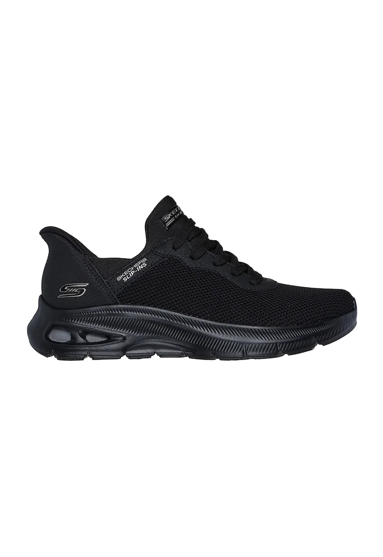 Pantofi sport Slip-Ins cu insertii de piele ecologia BOBS, Negru