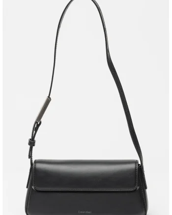 Geanta crossbody din piele ecologica cu clapa, Negru