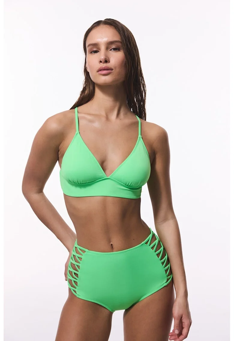 Sutien triunghiular cu decolteu in V, Verde lime