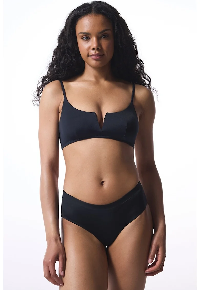 Sutien de baie ajustabil cu model uni, Negru