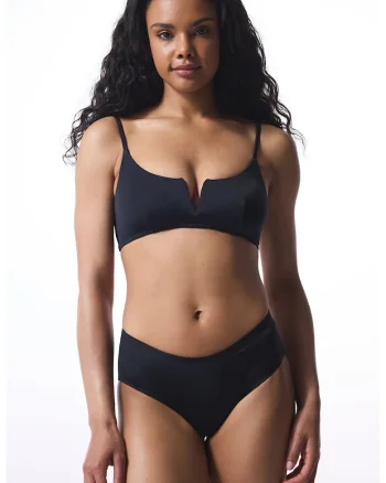 Sutien de baie ajustabil cu model uni, Negru