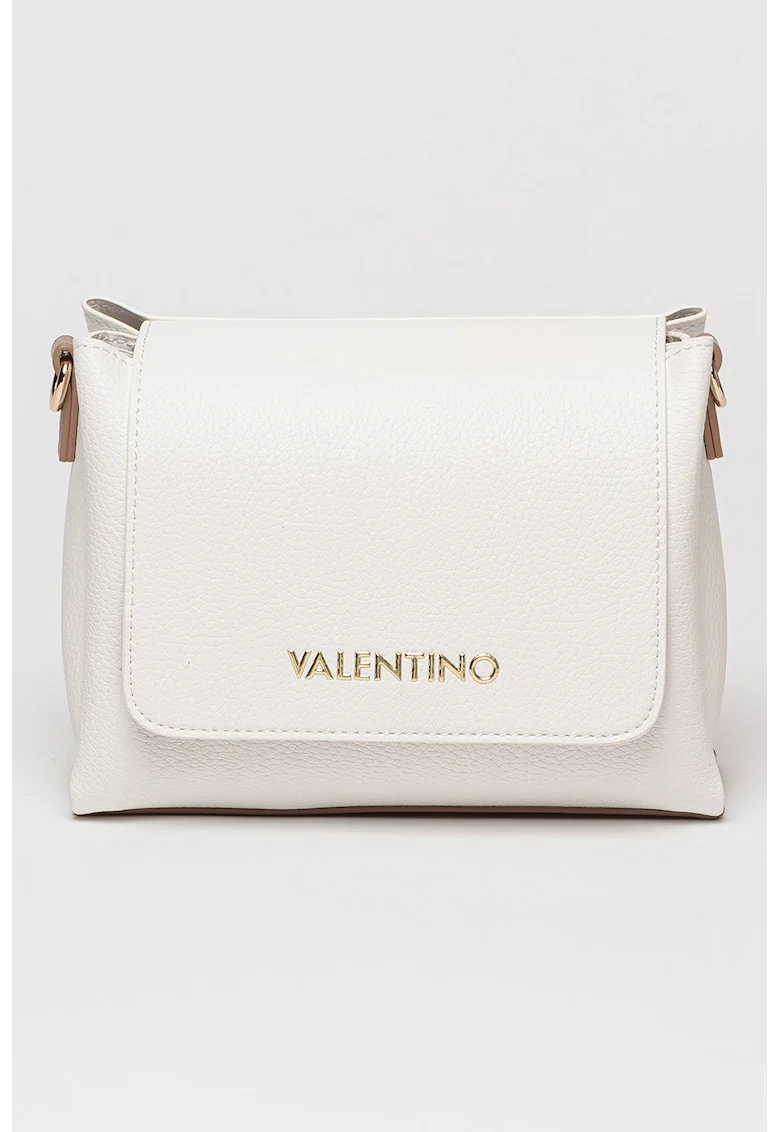 Geanta crossbody din piele ecologica cu aplicatie logo metalica Alexia, Alb