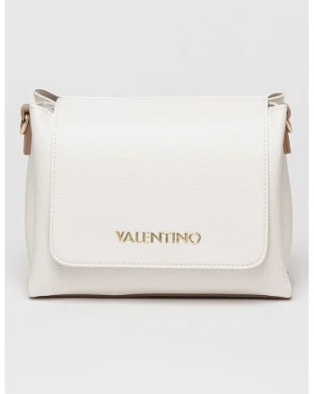 Geanta crossbody din piele ecologica cu aplicatie logo metalica Alexia, Alb