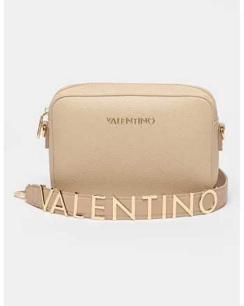 Geanta crossbody din piele ecologica cu logo metalic Alexia, Bej deschis