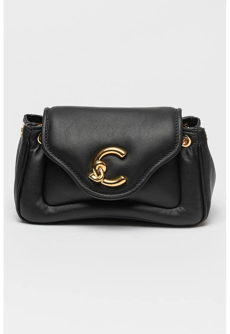 Geanta crossbody din piele cu bareta din lant C-Me, Negru