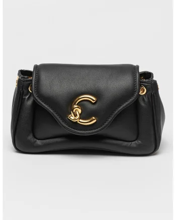Geanta crossbody din piele cu bareta din lant C-Me, Negru