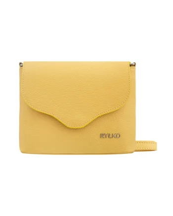 Geanta crossbody din piele cu clapa, Galben
