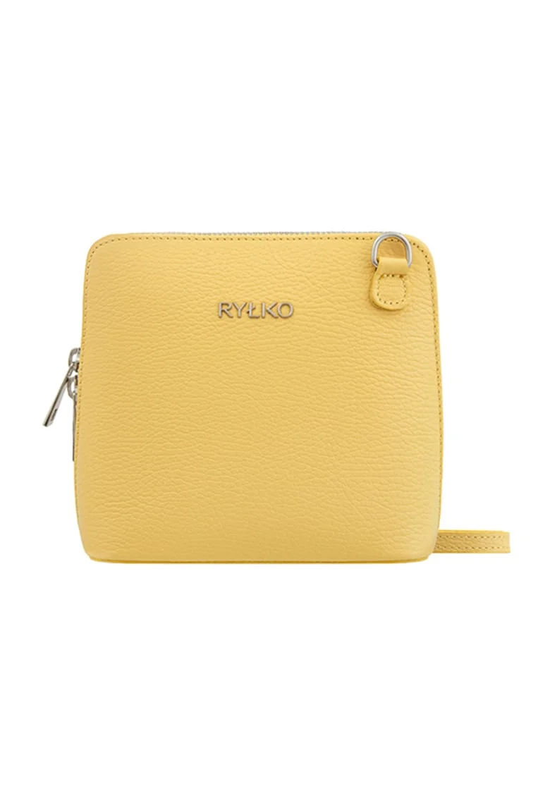 Geanta crossbody din piele, Galben sofran