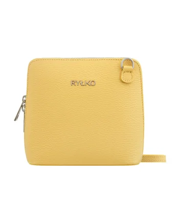 Geanta crossbody din piele, Galben sofran