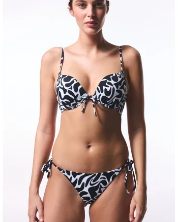 Sutien cu model animal print, Alb/Negru