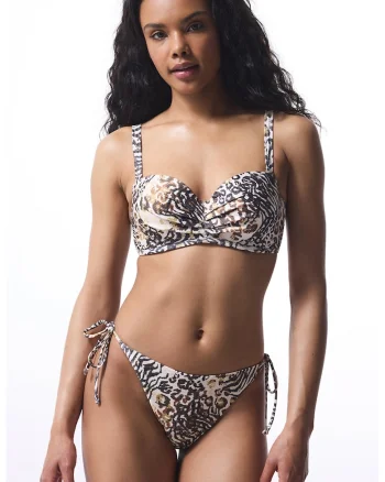 Sutien cu model animal print, Alb/Maro
