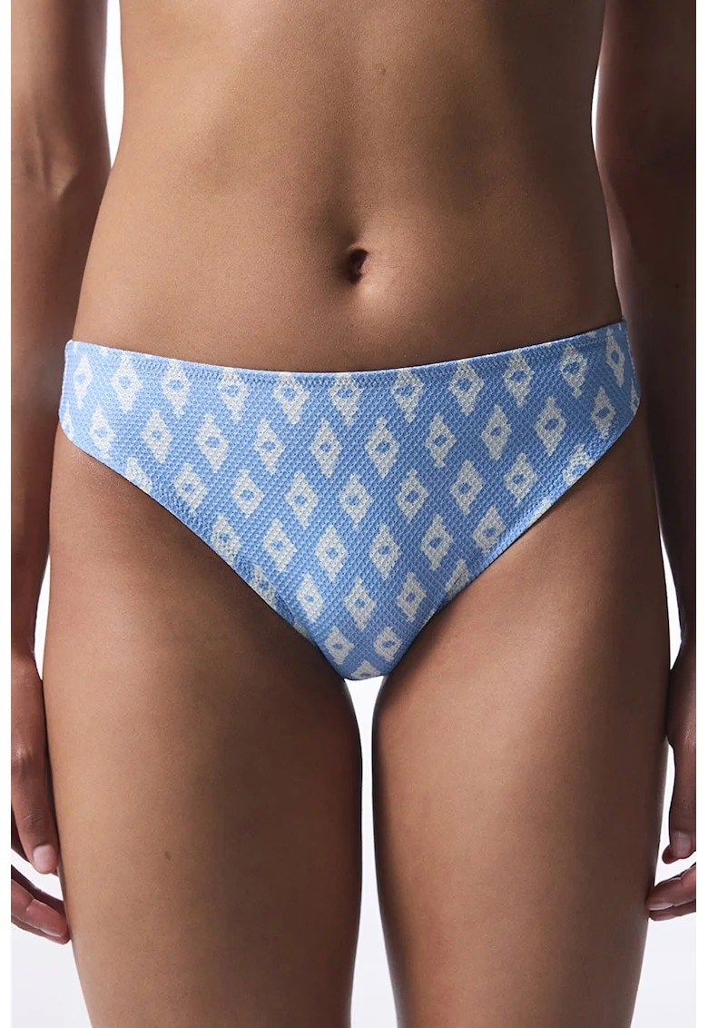 Slip texturat cu imprimeu, Albastru pastel/Alb optic