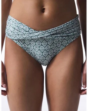 Slip cu model geometric, Alb optic/Verde aquamarin