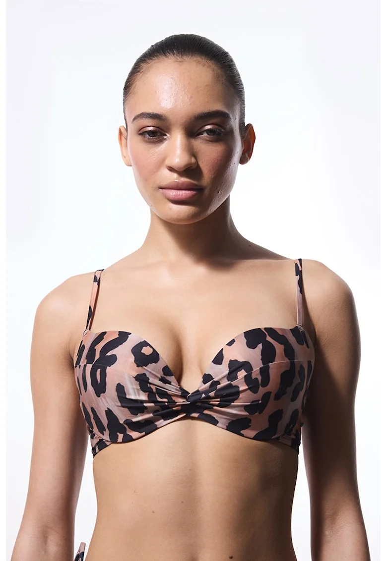 Sutien cu animal print, Negru/Roz prafuit