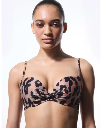 Sutien cu animal print, Negru/Roz prafuit