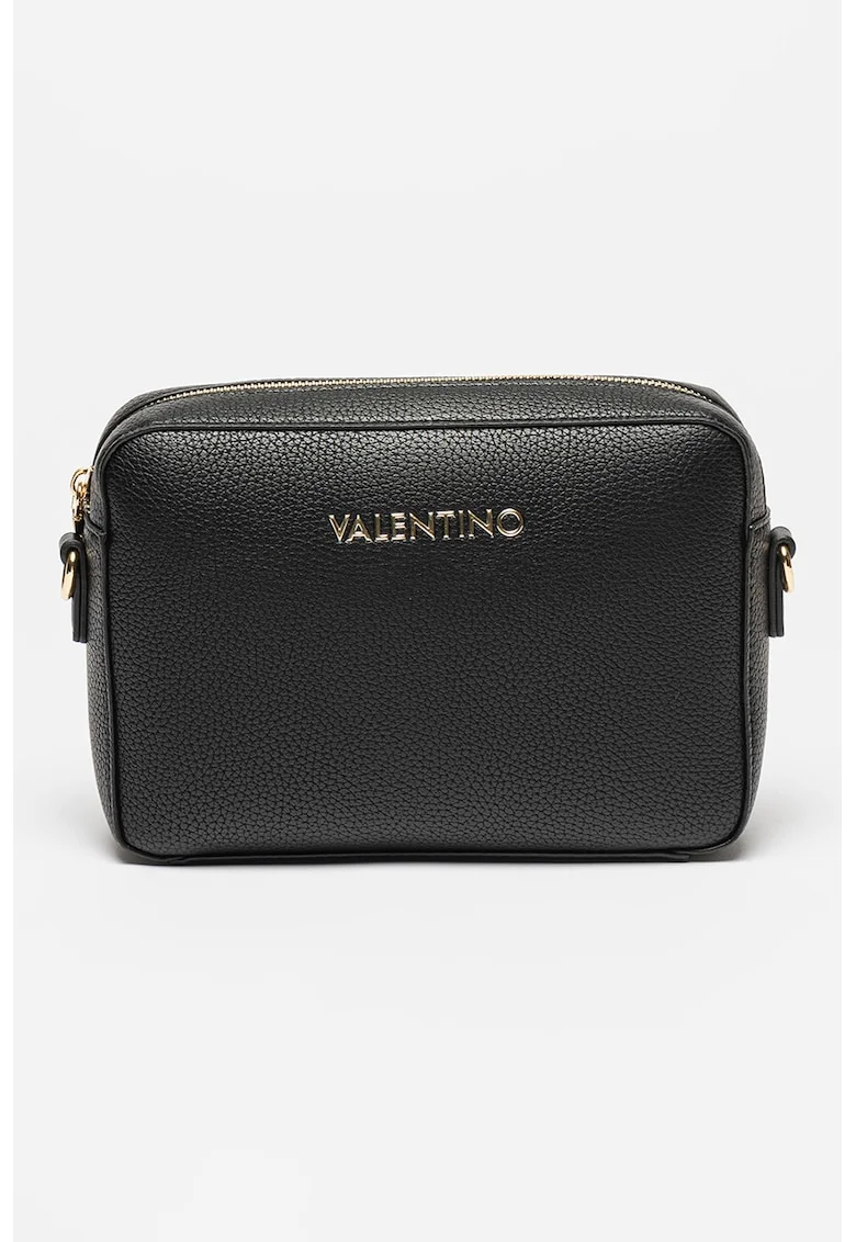 Geanta crossbody din piele ecologica cu logo metalic Alexia, Negru