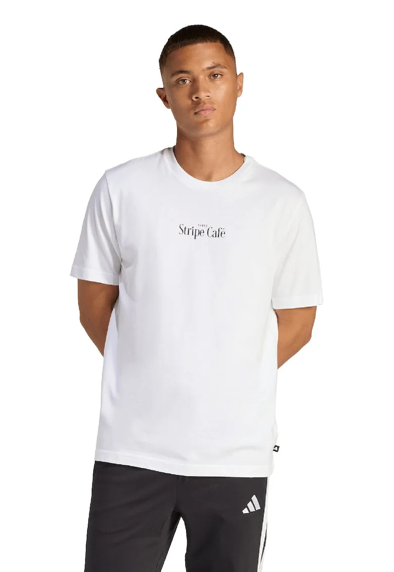 Tricou din bumbac cu imprimeu pe partea din spate, Alb/Maro