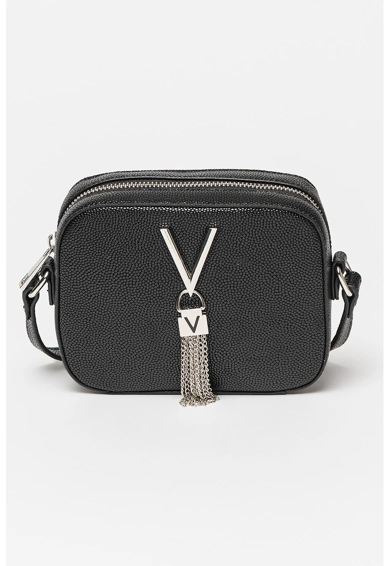 Geanta crossbody de piele ecologica Divina, Negru stins