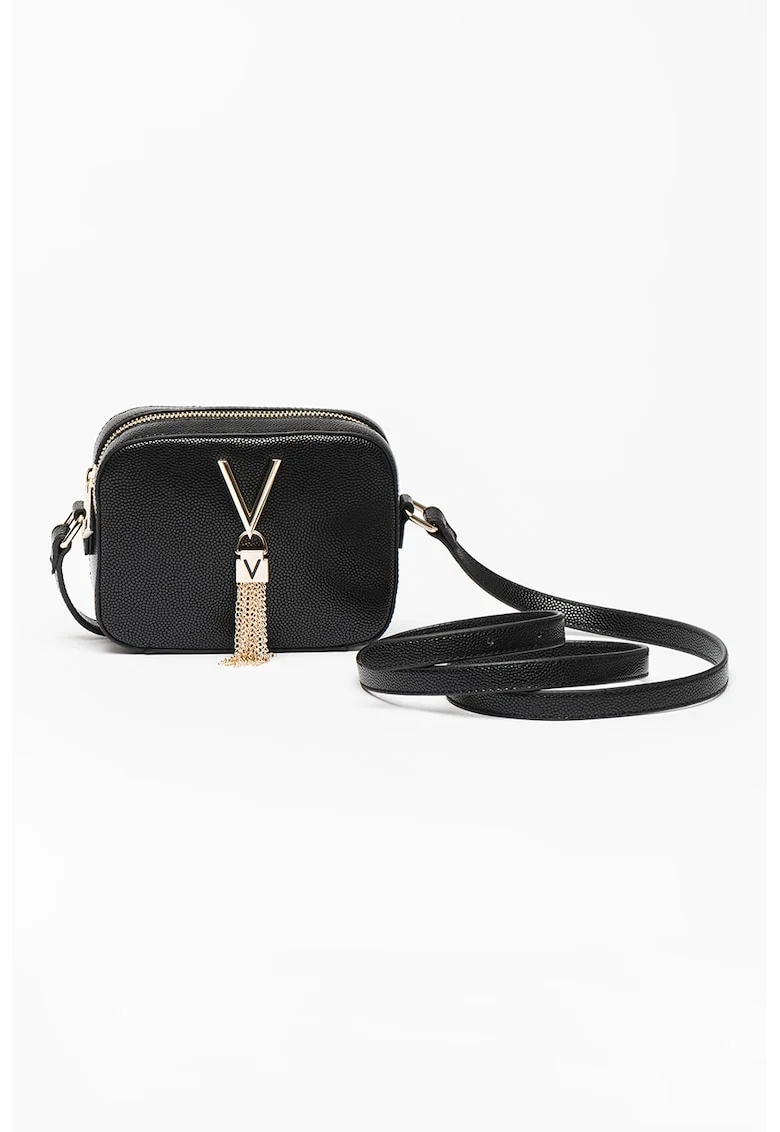 Geanta crossbody de piele ecologica Divina, Auriu/Negru