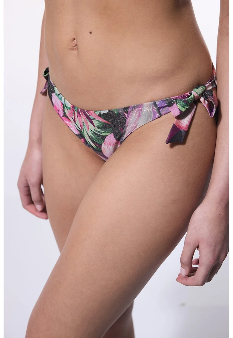 Slip cu prindere laterala si model floral, Verde deschis