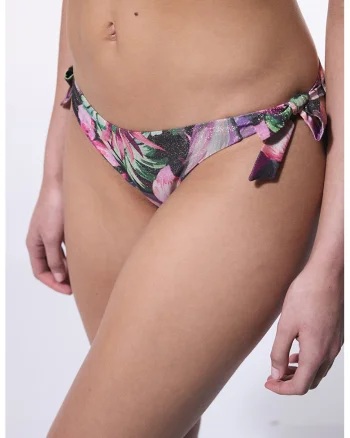Slip cu prindere laterala si model floral, Verde deschis