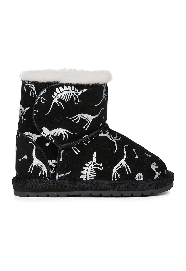 Ghete slip-on de piele intoarsa, Negru/Alb murdar