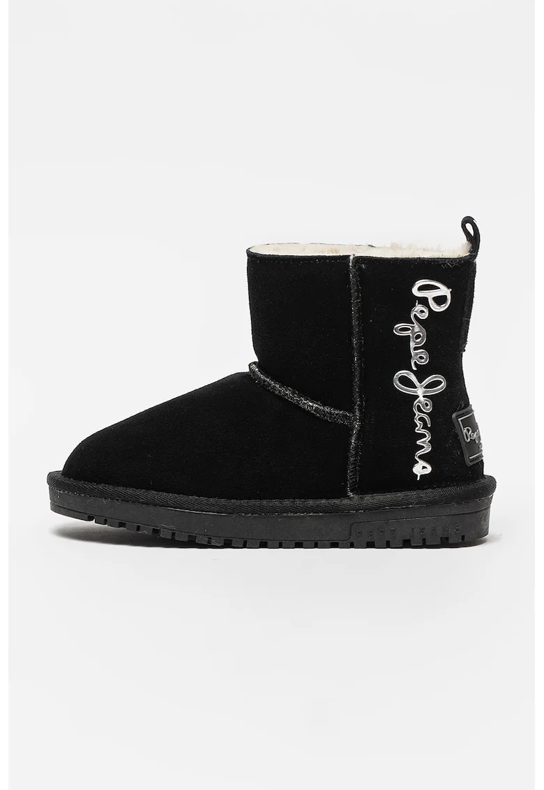 Ghete slip-on de piele intoarsa, Negru