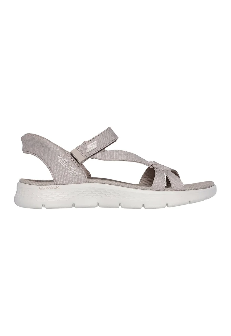 Sandale slip-on cu logo si talpa plata, Maro taupe