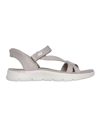 Sandale slip-on cu logo si talpa plata, Maro taupe