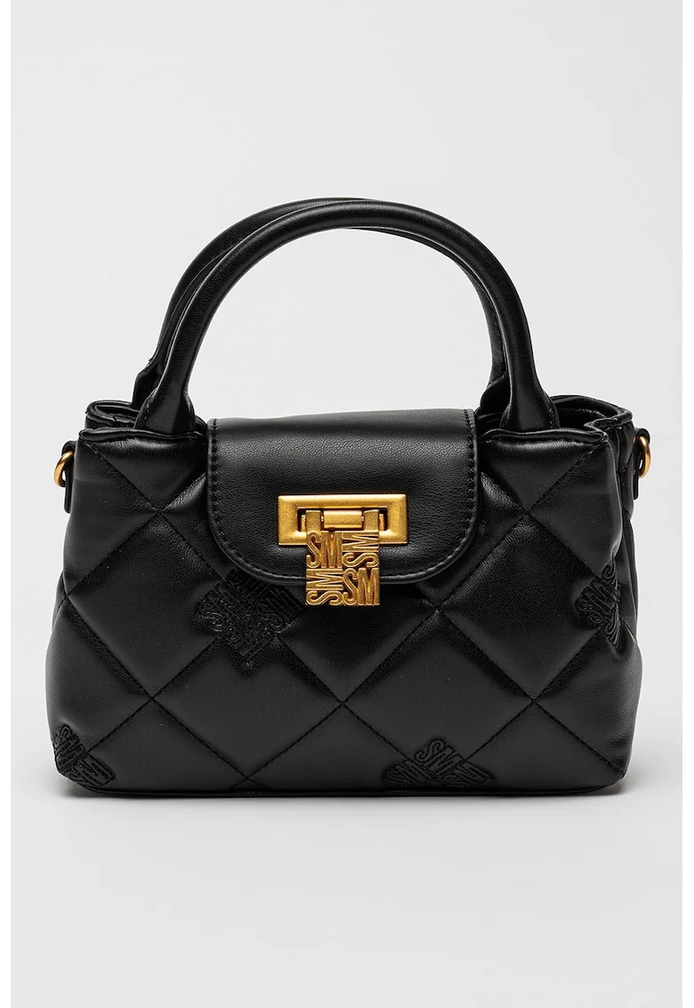 Geanta crossbody de piele ecologica cu logo Bosco, Negru