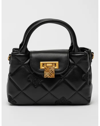 Geanta crossbody de piele ecologica cu logo Bosco, Negru