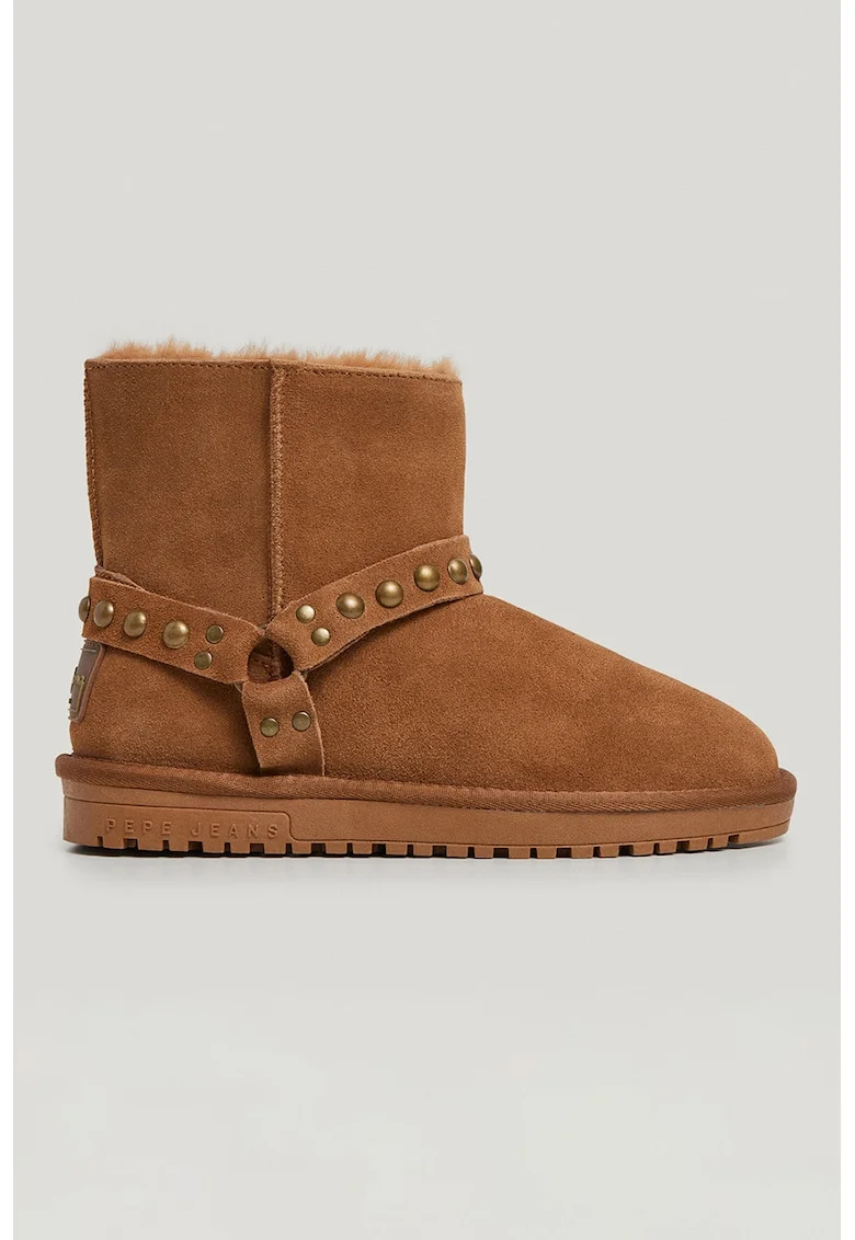 Ghete slip-on de piele intoarsa, Caramel