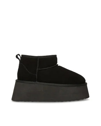 Ghete slip-on flatform din piele intoarsa, Negru
