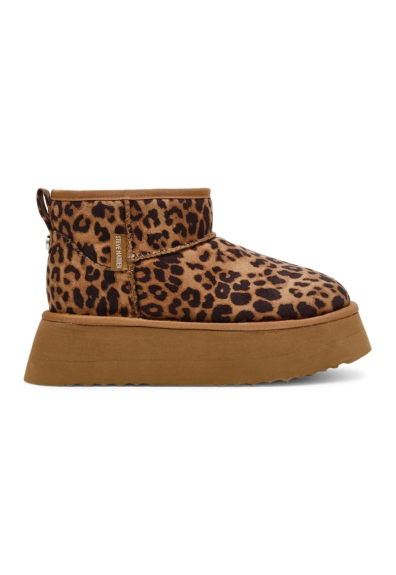 Ghete slip-on flatform din piele intoarsa, Maro