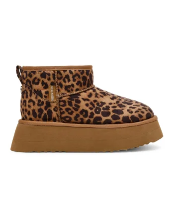 Ghete slip-on flatform din piele intoarsa, Maro